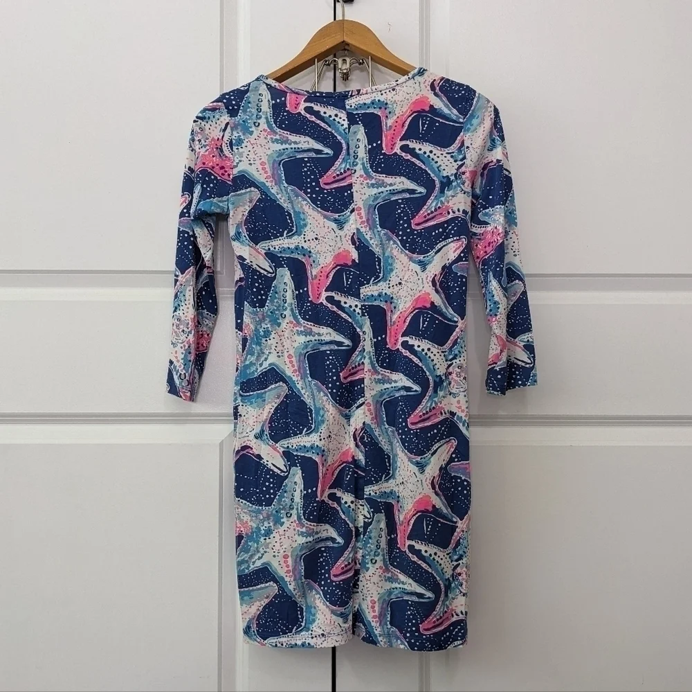 Lilly Pulitzer Beacon Dress Women's XS Blue Pink Star Struck Pima Cotton